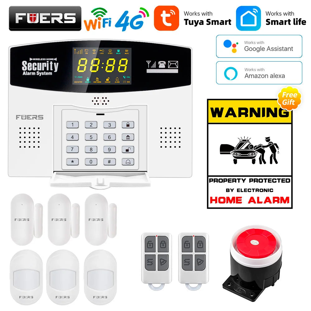 Fuers Tuya Smart WiFi 4G/2G GSM Alarm System
