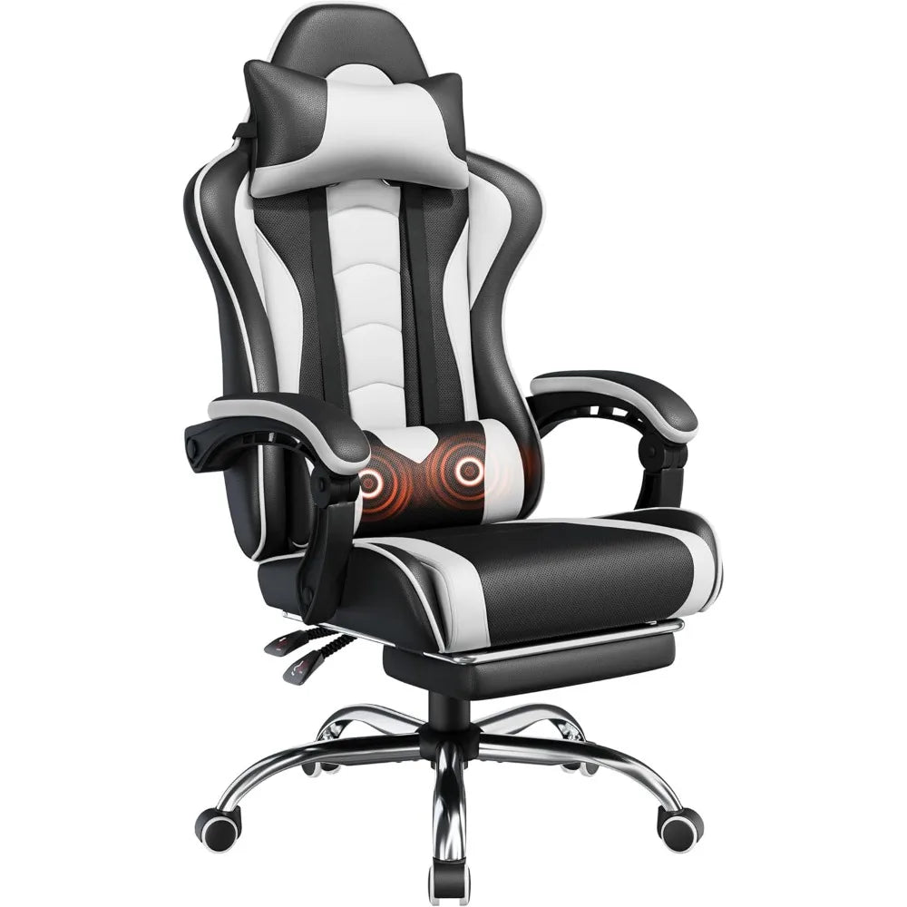 Office Chair with Massage Lumbar Support & Footrest