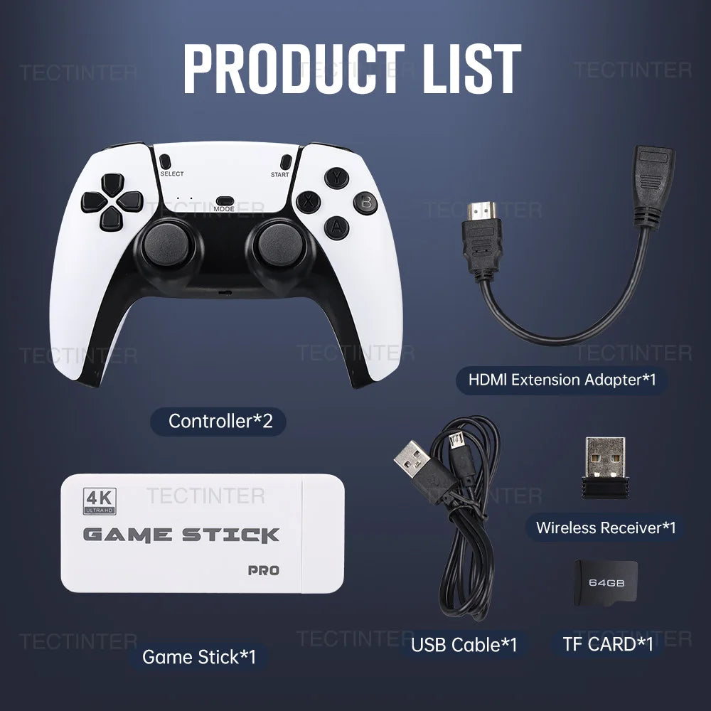 M15 4K Retro Game Stick Console with 20,000 Games & Dual Controllers