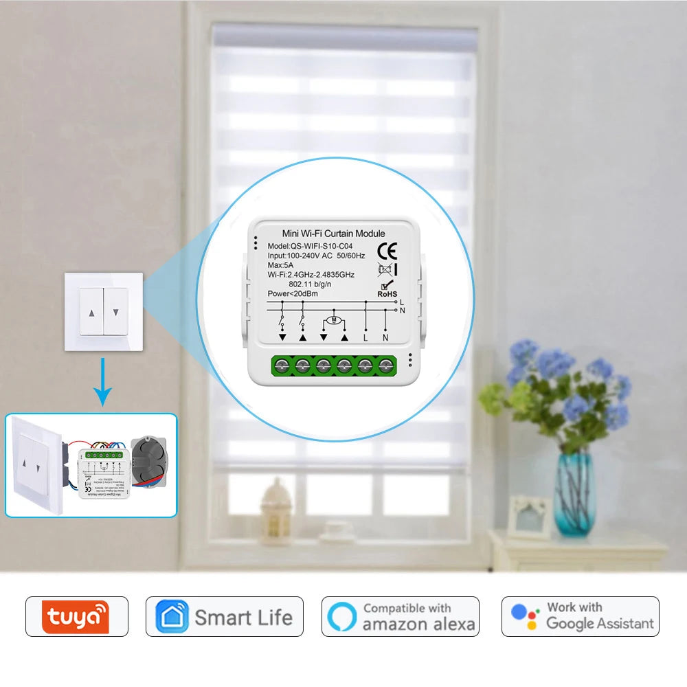 Tuya WiFi Zigbee Smart Curtain Switch Module for Alexa & Google Home