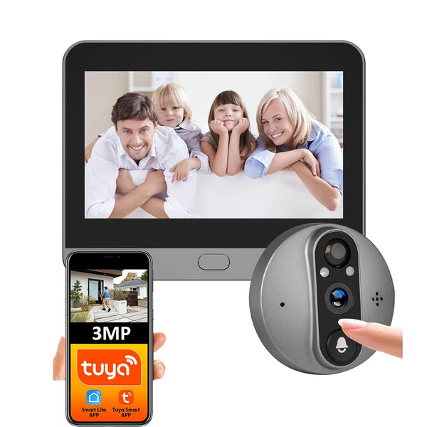3MP Smart Life Tuya WiFi Doorbell Peephole Camera