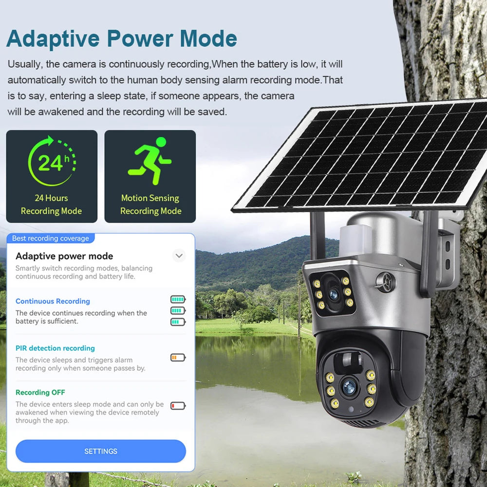 4G/WiFi Solar 4K Dual Lens Outdoor IP Camera with Night Vision