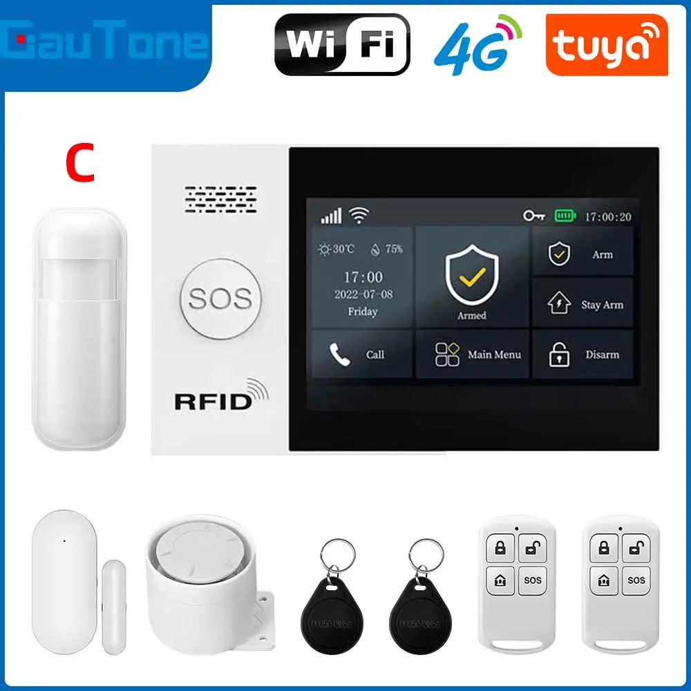 GauTone TUYA WiFi 4G GSM Alarm System