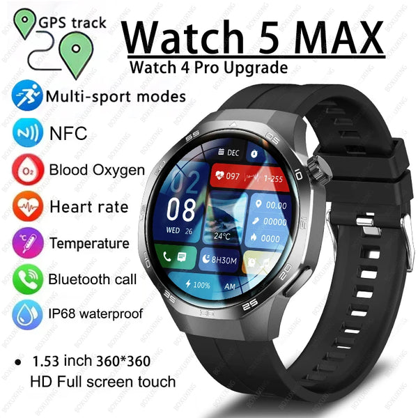 2025 Watch 5 Max Smartwatch AMOLED NFC GPS Bluetooth Call