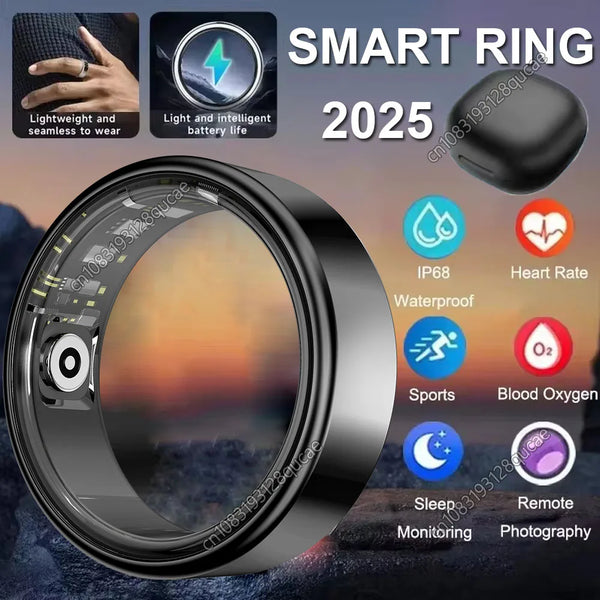 2025 Smart Ring with Heart Rate, Sleep & Fitness Tracking IP68 Waterproof