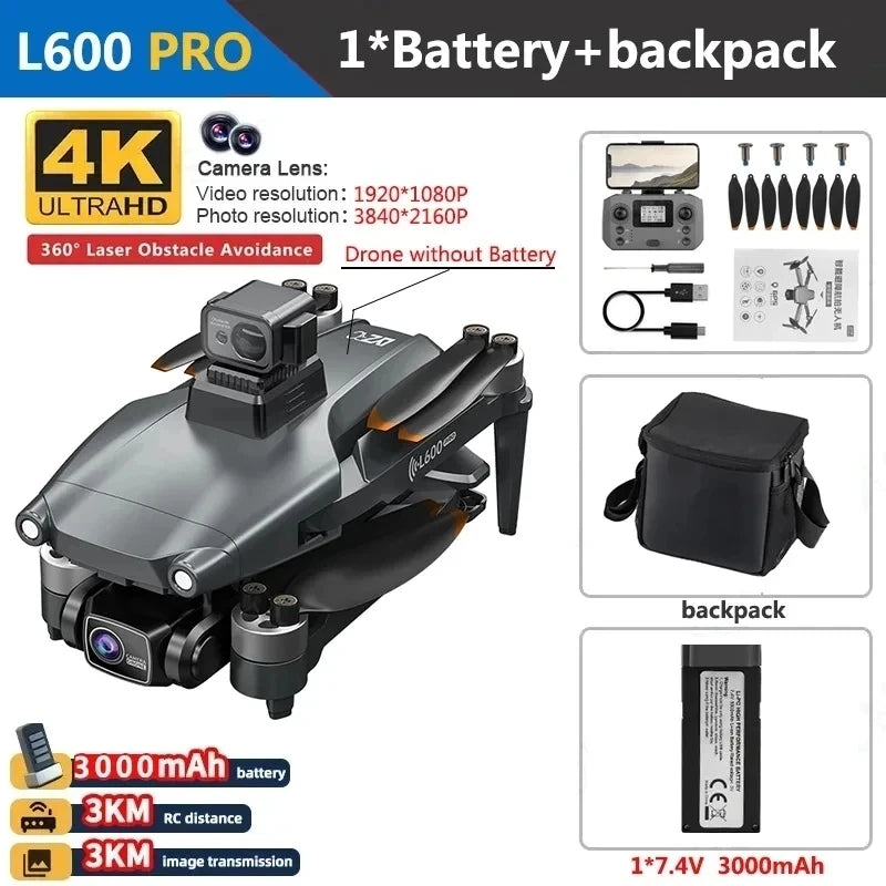 L600 Pro Max 4K GPS Drone with 3-Axis Gimbal & Dual Camera