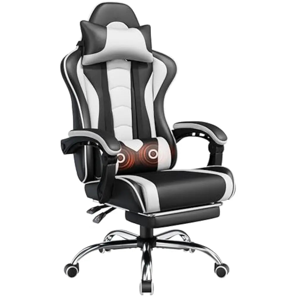 Office Chair with Massage Lumbar Support & Footrest