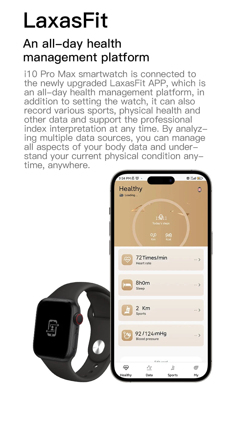 I10 Pro Max Smart Watch with Metal Strap & Fitness Tracker