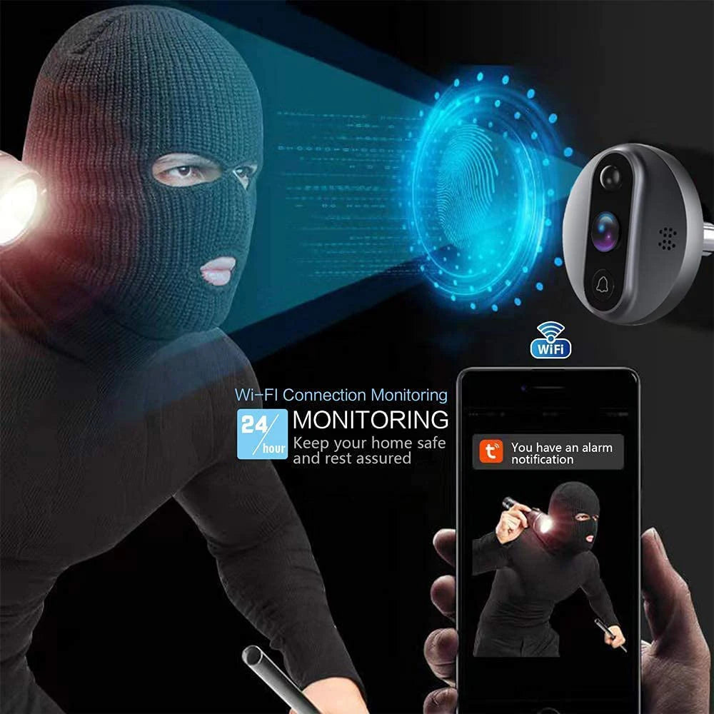 3MP Smart Life Tuya WiFi Doorbell Peephole Camera