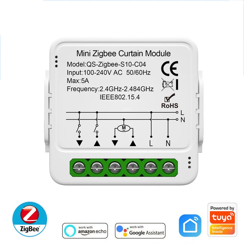 Tuya WiFi Zigbee Smart Curtain Switch Module for Alexa & Google Home