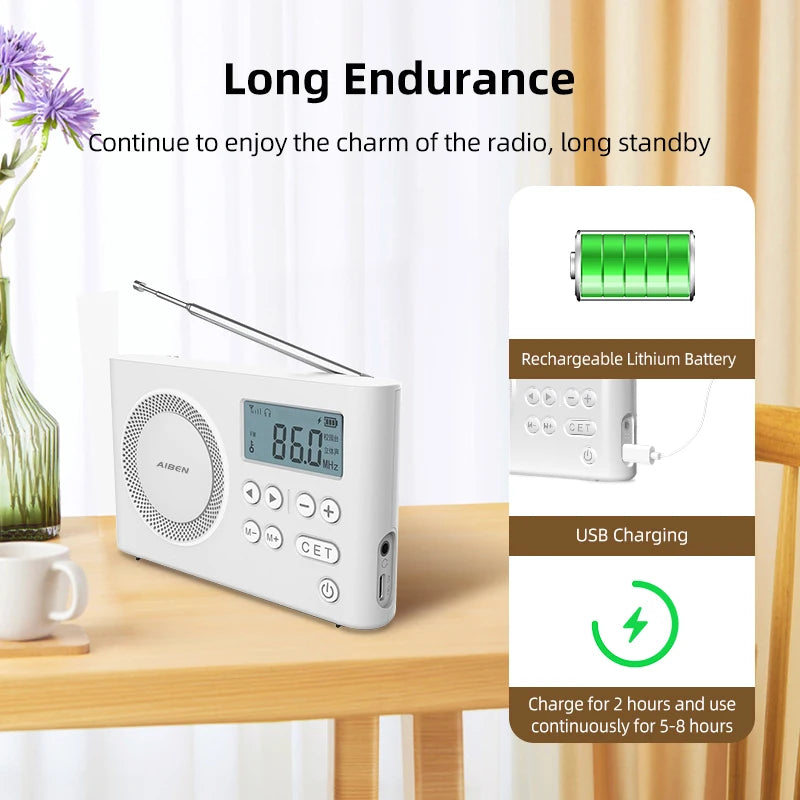 C5S Mini Portable FM Radio with USB Rechargeable Speaker
