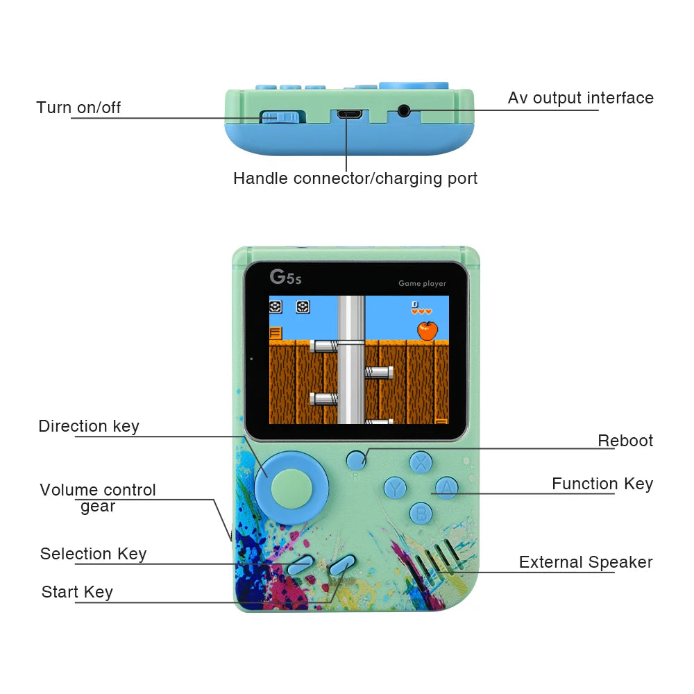 G5S Mini Retro Handheld Game Console with 500 Built-in Games