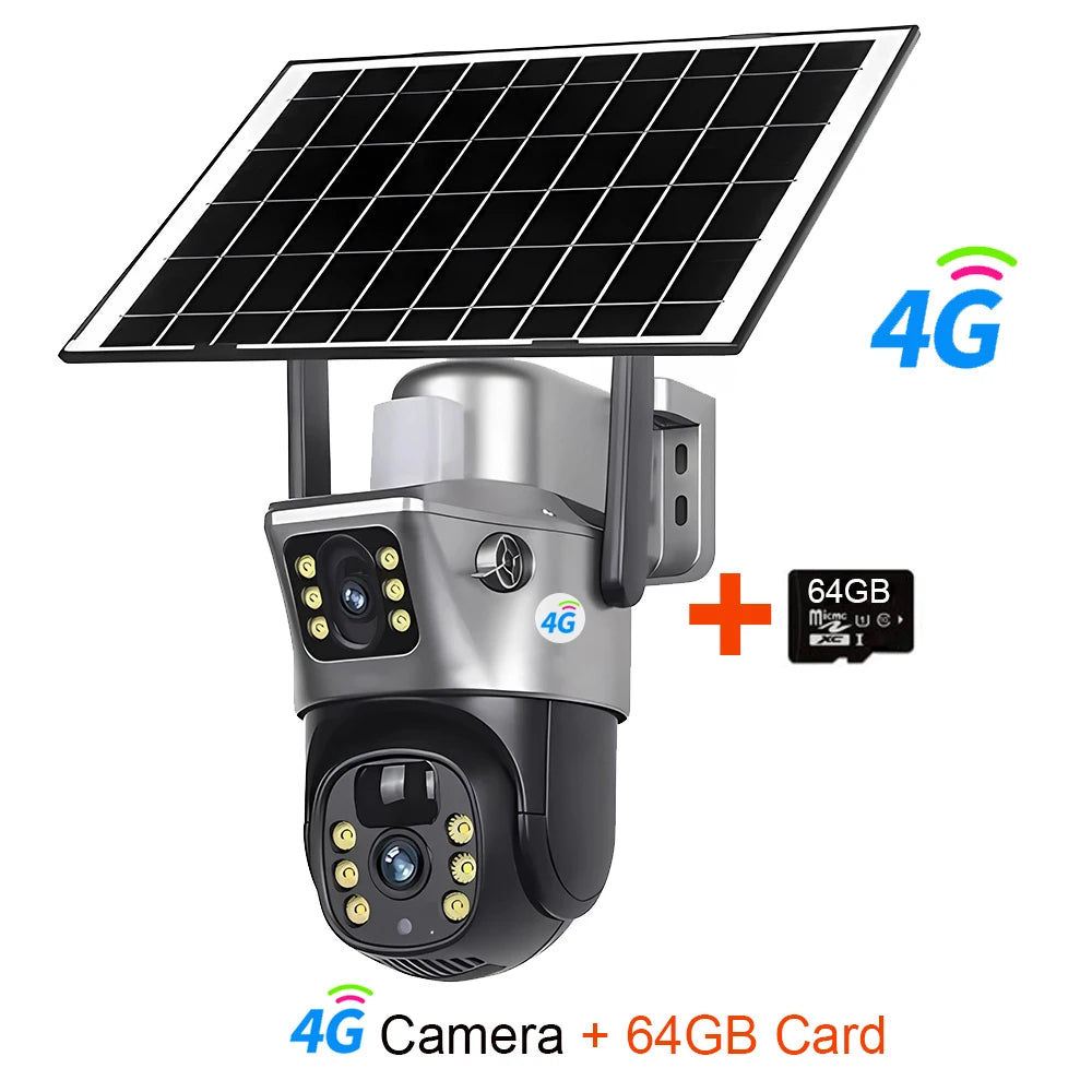 4G/WiFi Solar 4K Dual Lens Outdoor IP Camera with Night Vision