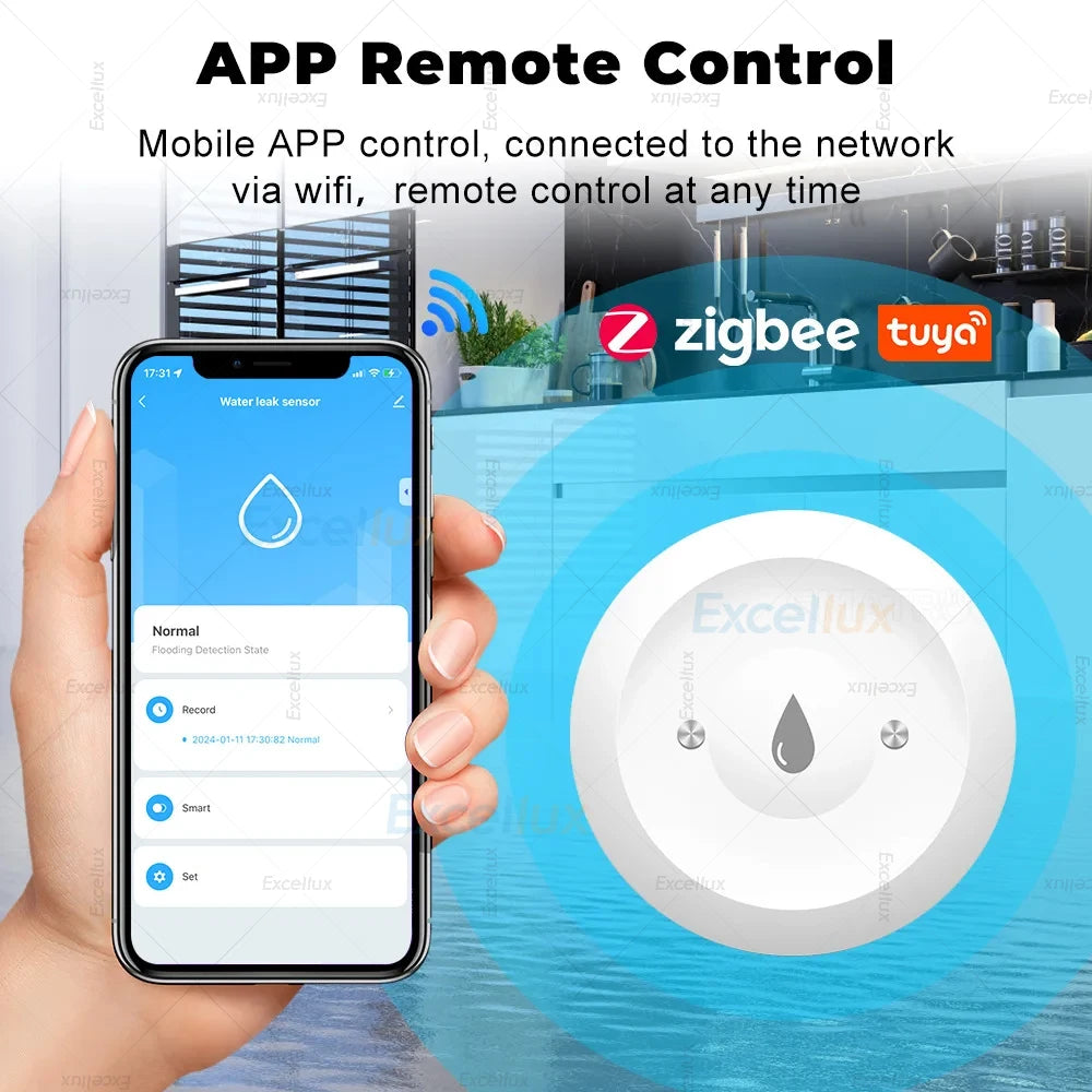 Tuya Zigbee Smart Water Leak Sensor Flood Alarm Detector