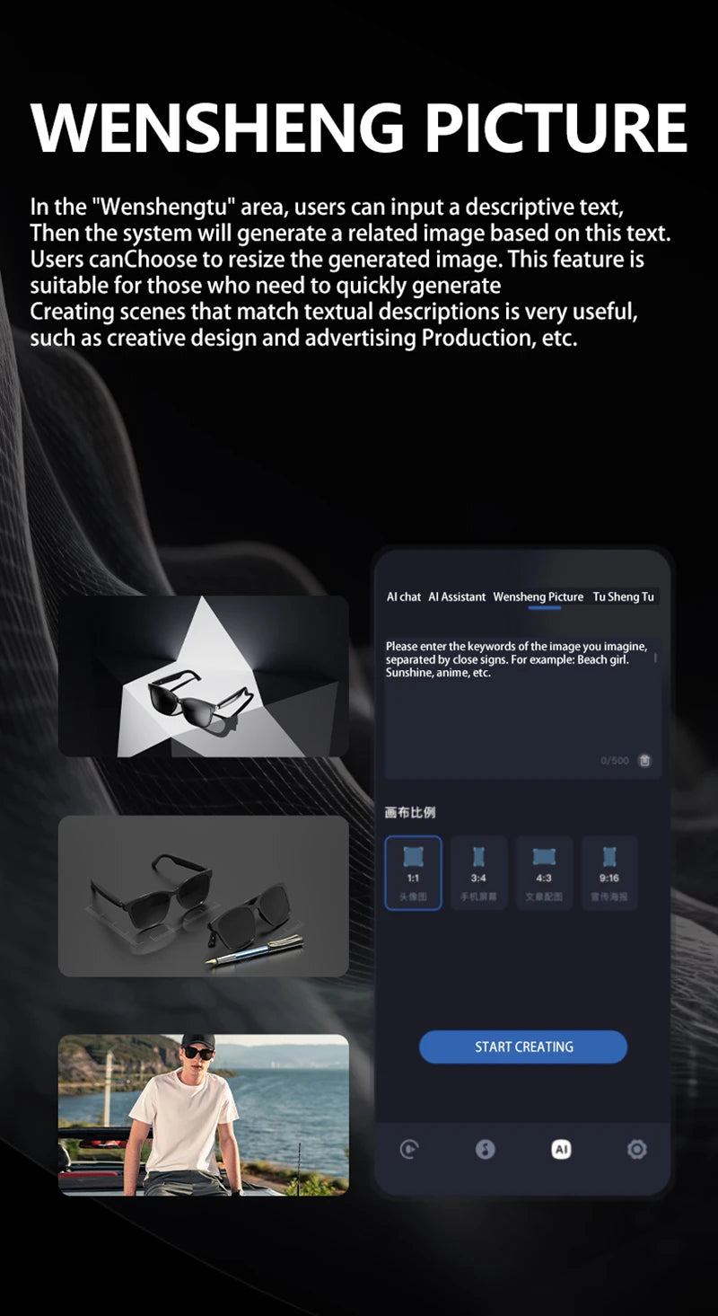 HY-C8 Smart Glasses with AI Translation & Bluetooth Headset