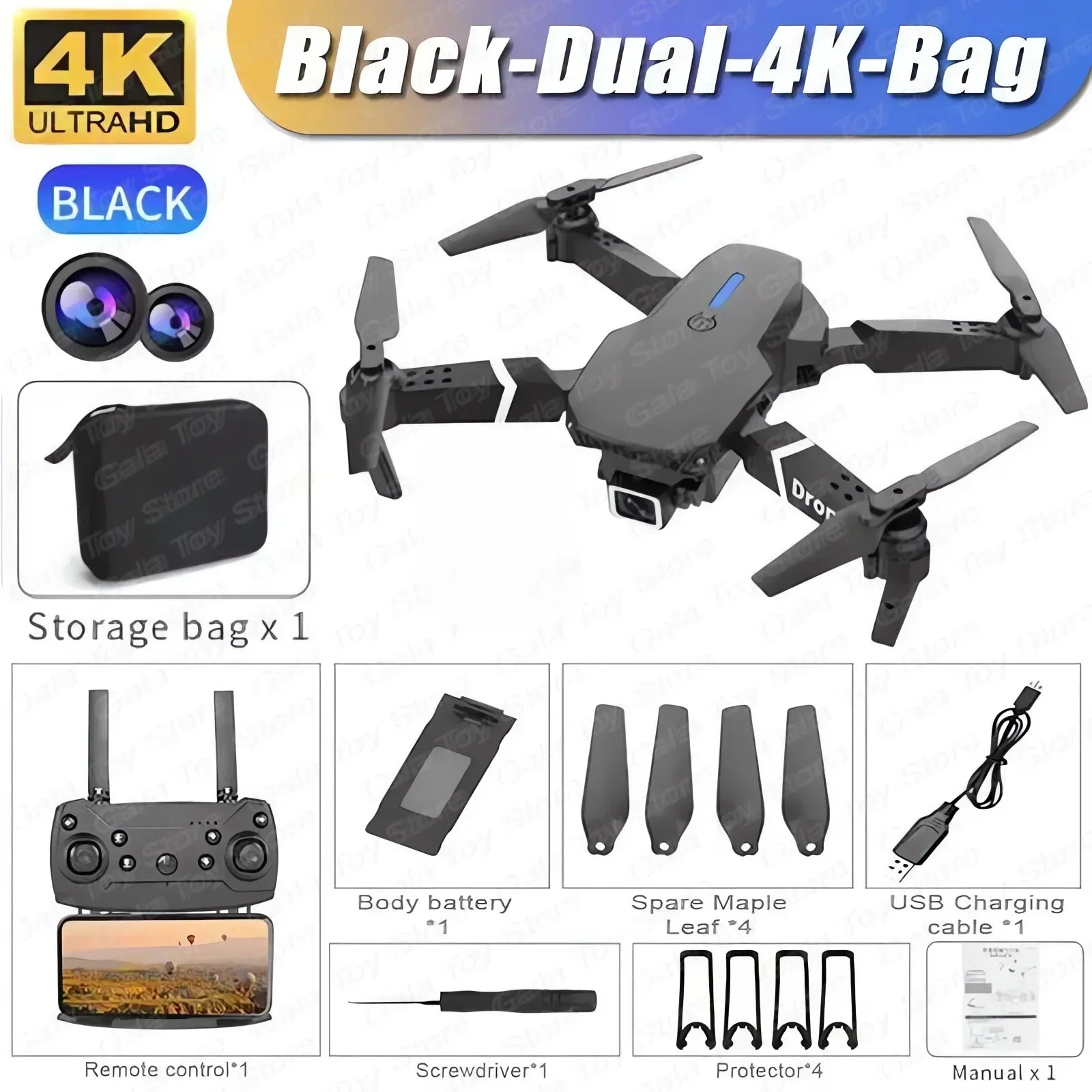 E88 Pro 4K HD WiFi FPV Foldable Drone with Wide-Angle Camera