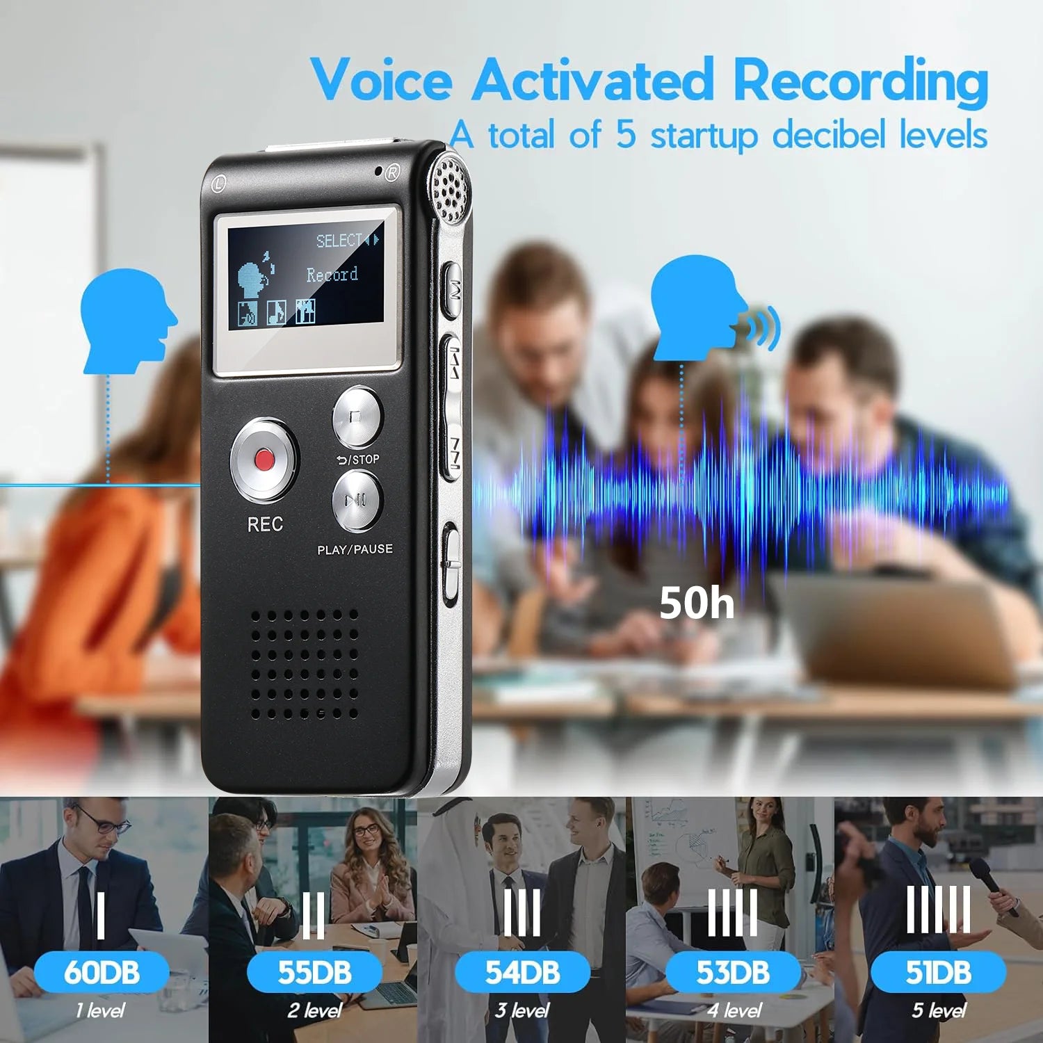 Mini Voice Activated Digital Recorder with MP3 & USB