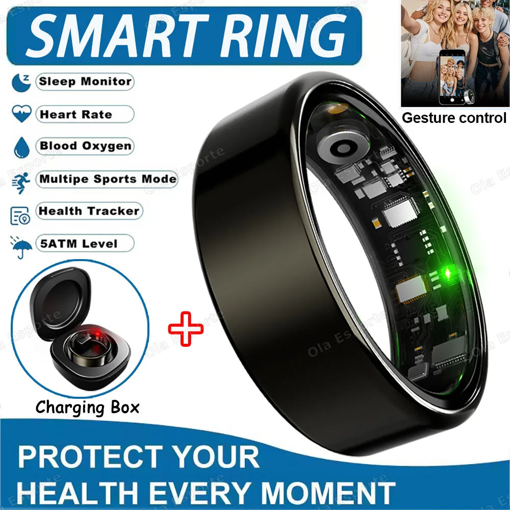 2025 Smart Ring with Heart Rate, Sleep & Fitness Tracking IP68 Waterproof