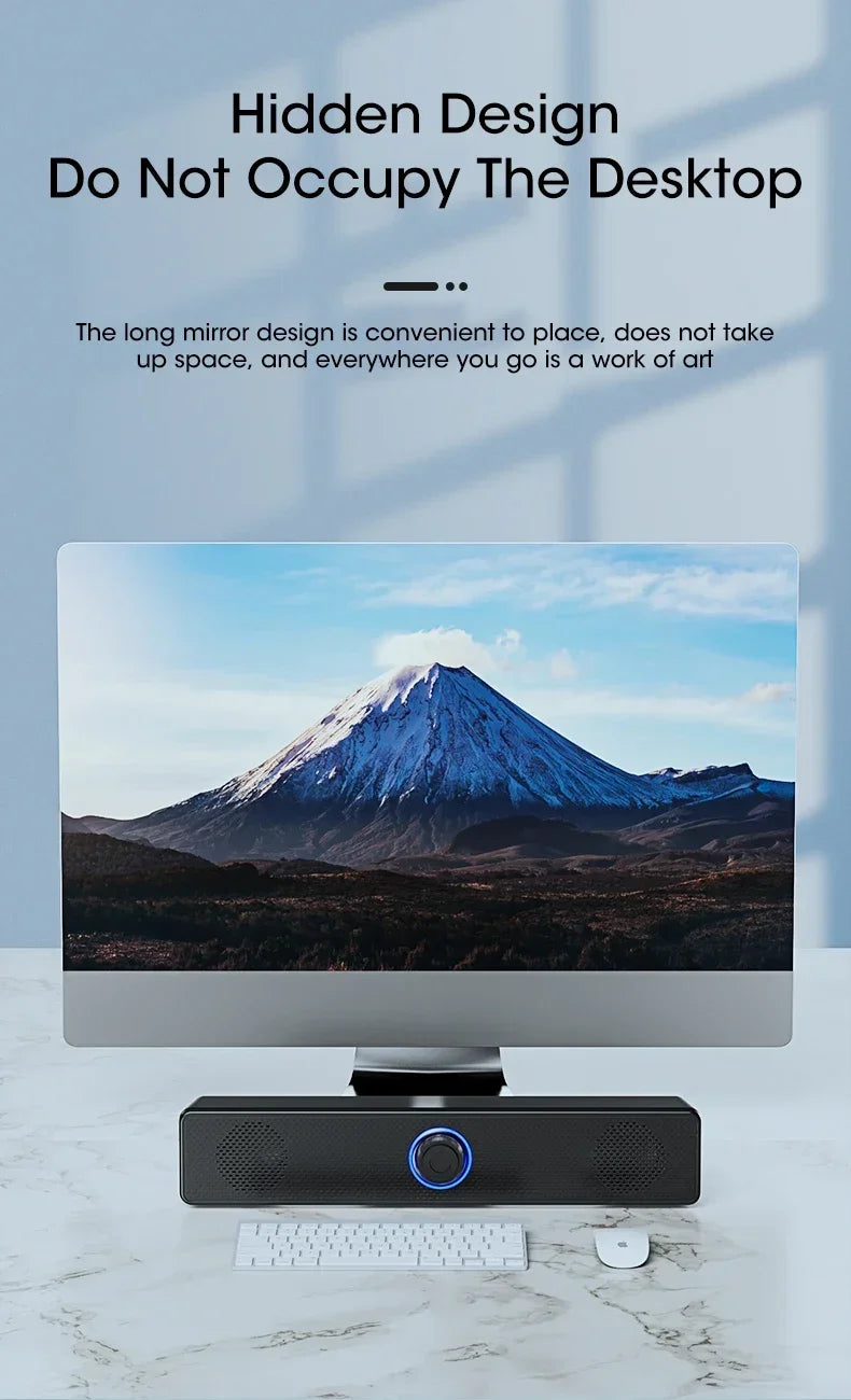 Bluetooth PC Soundbar Speaker with USB Power & Surround Audio