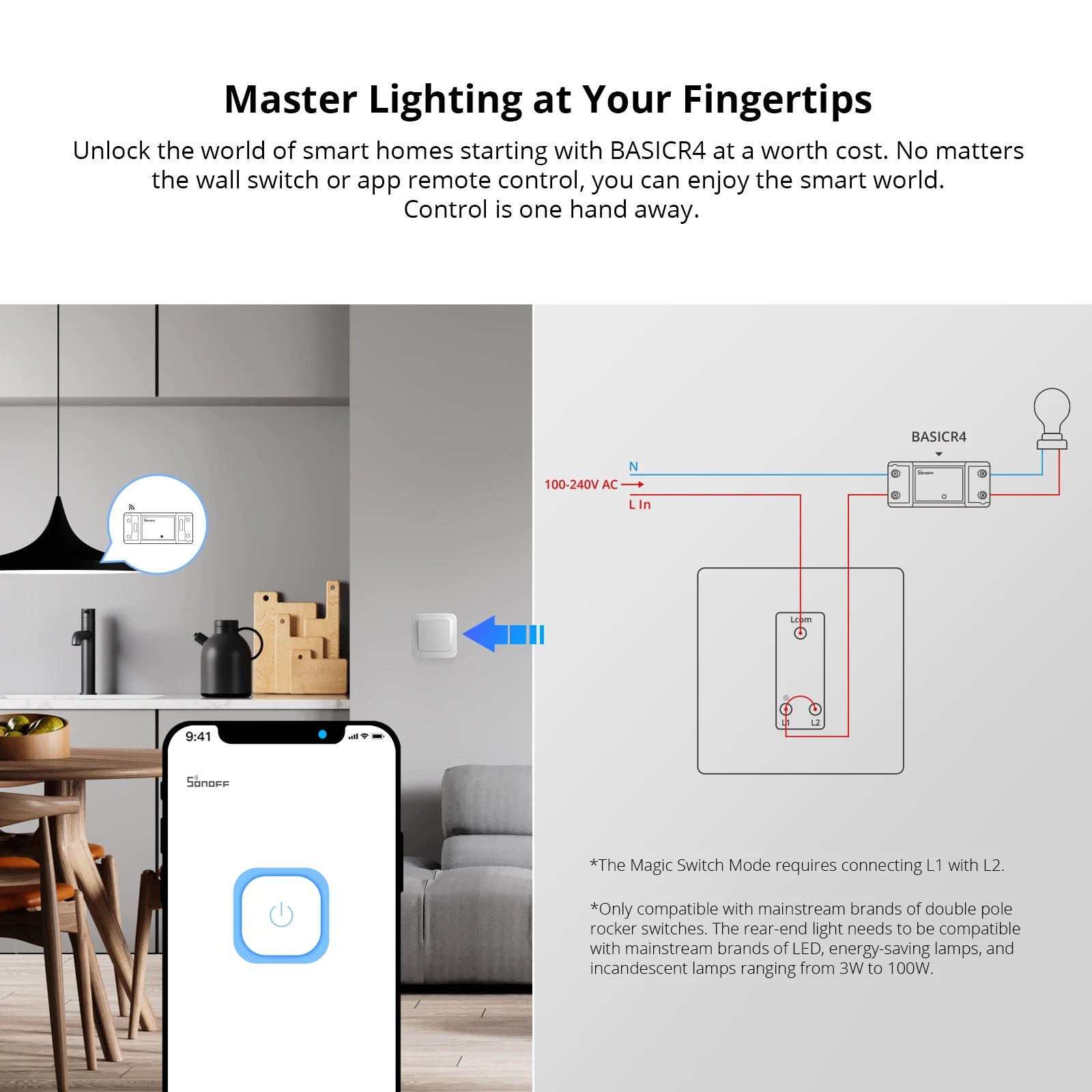 Basic R2 Mini WiFi Smart Switch DIY Module for Home Automation