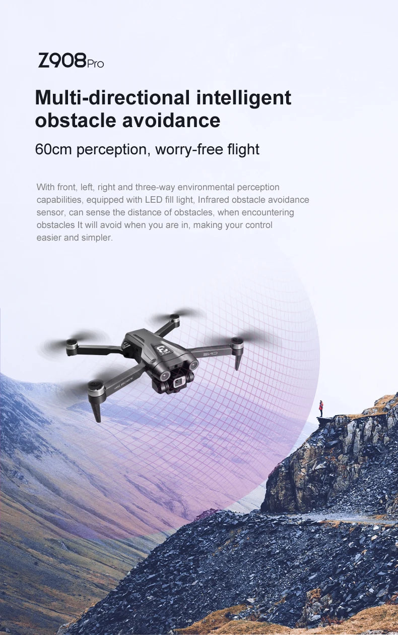 Z908 Pro Max 4K Brushless Drone with Obstacle Avoidance & FPV