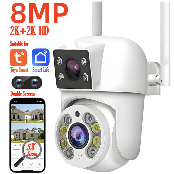 Tuya 8MP WiFi PTZ Dual Lens Security Camera