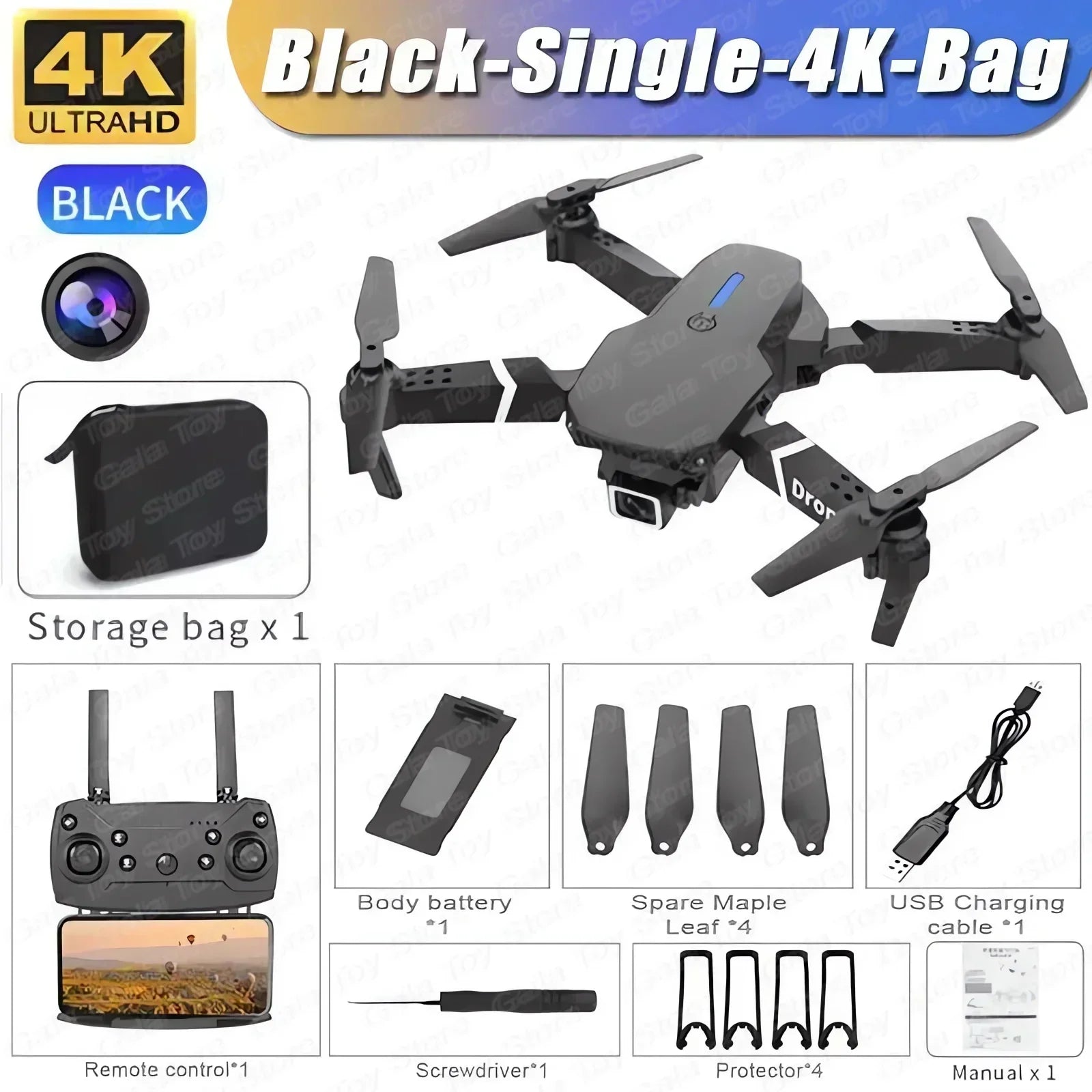 E88 Pro 4K HD WiFi FPV Foldable Drone with Wide-Angle Camera
