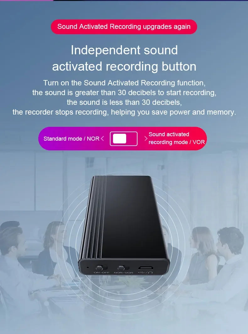 Mini Voice Activated Recorder with 500 Hours Storage