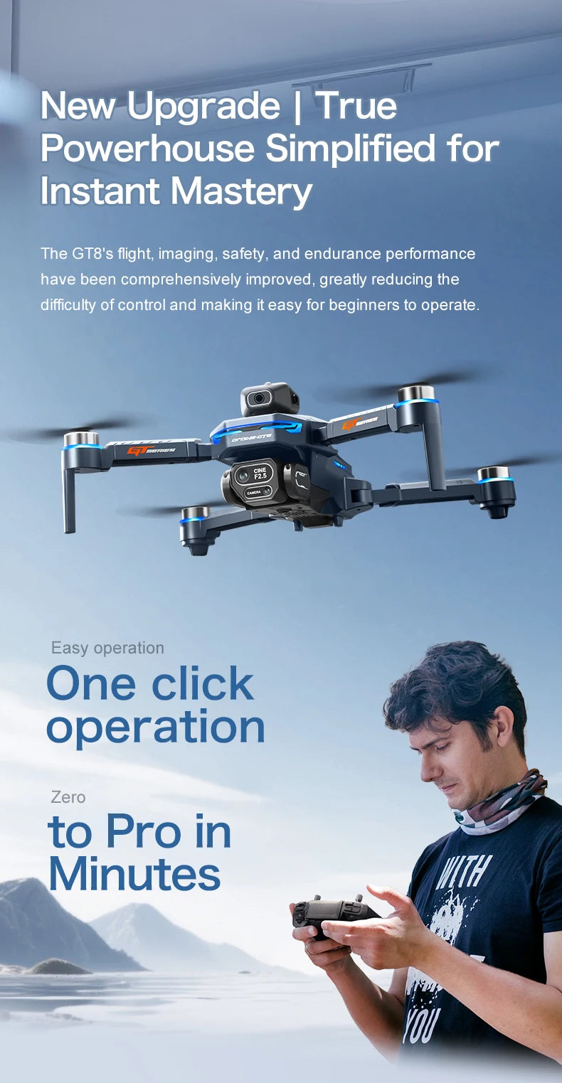 GT8 8K Dual Camera GPS Drone with Brushless Motor & FPV 2025