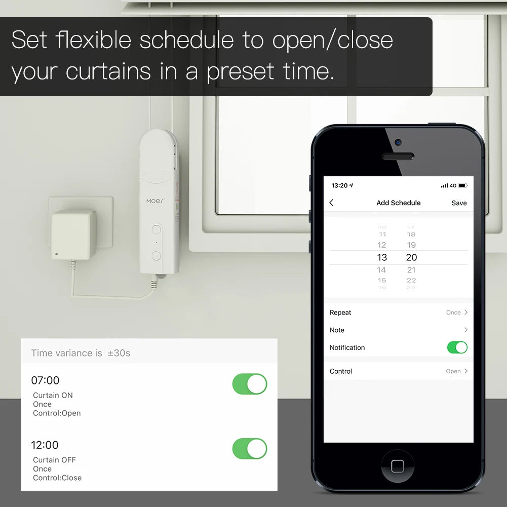 Zigbee Smart Roller Blinds Motor with Tuya App & Voice Control