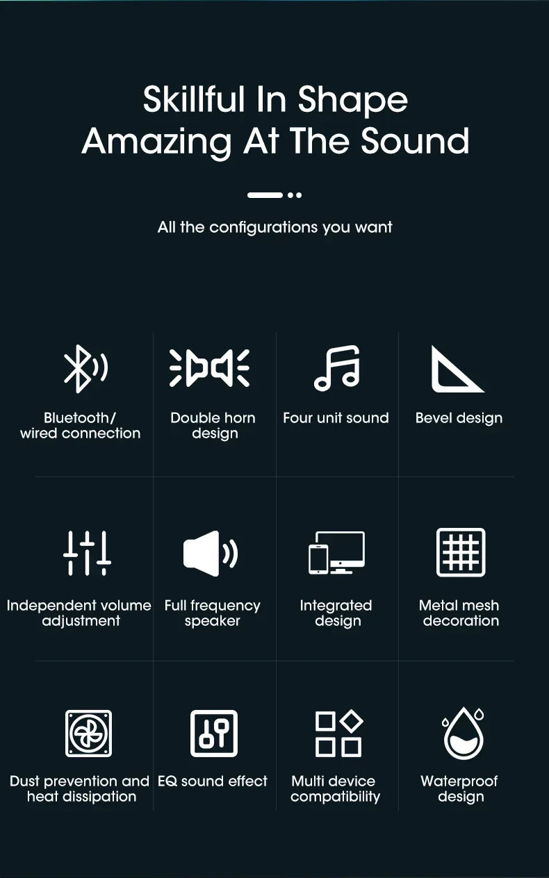 Bluetooth PC Soundbar Speaker with USB Power & Surround Audio