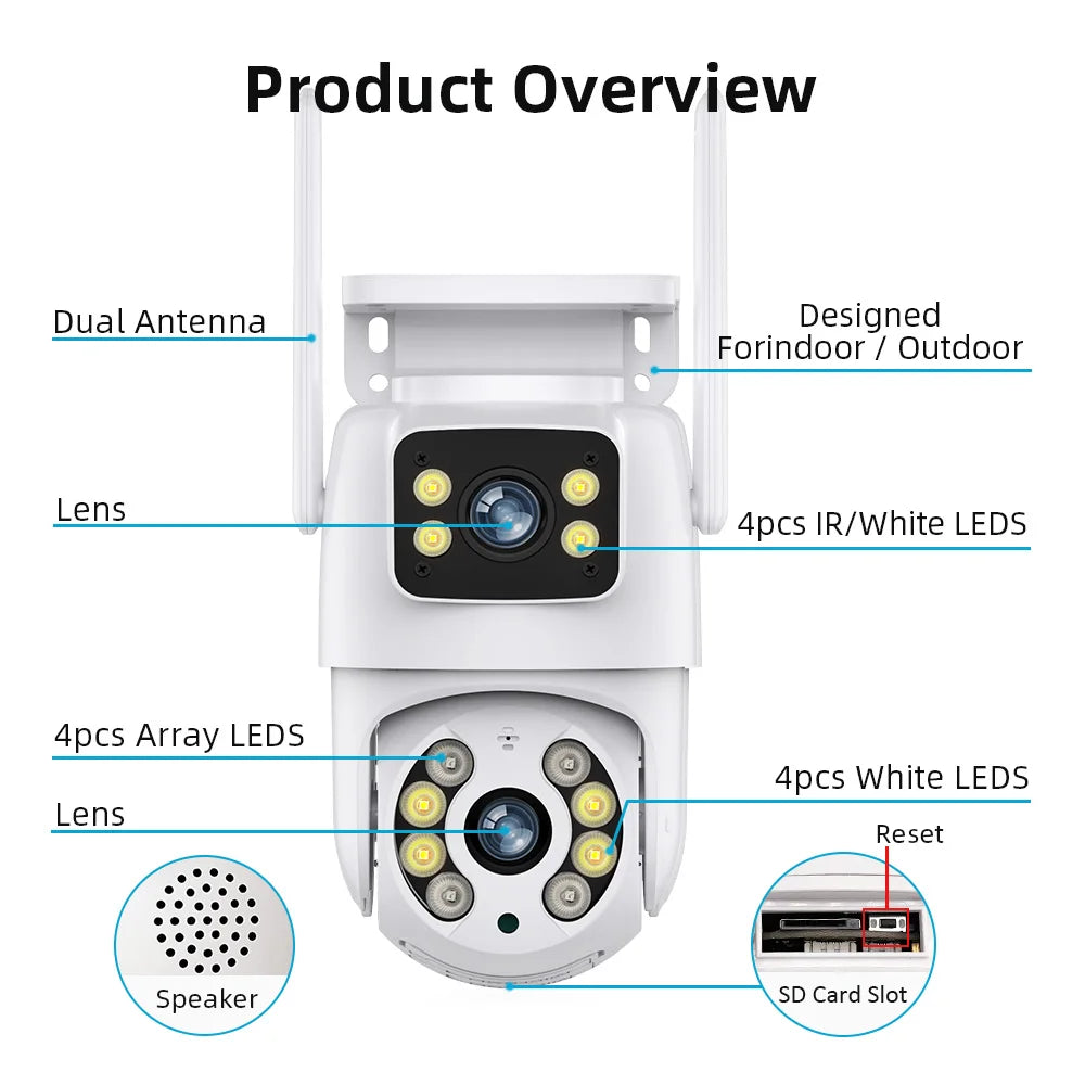 Tuya 8MP WiFi PTZ Dual Lens Security Camera