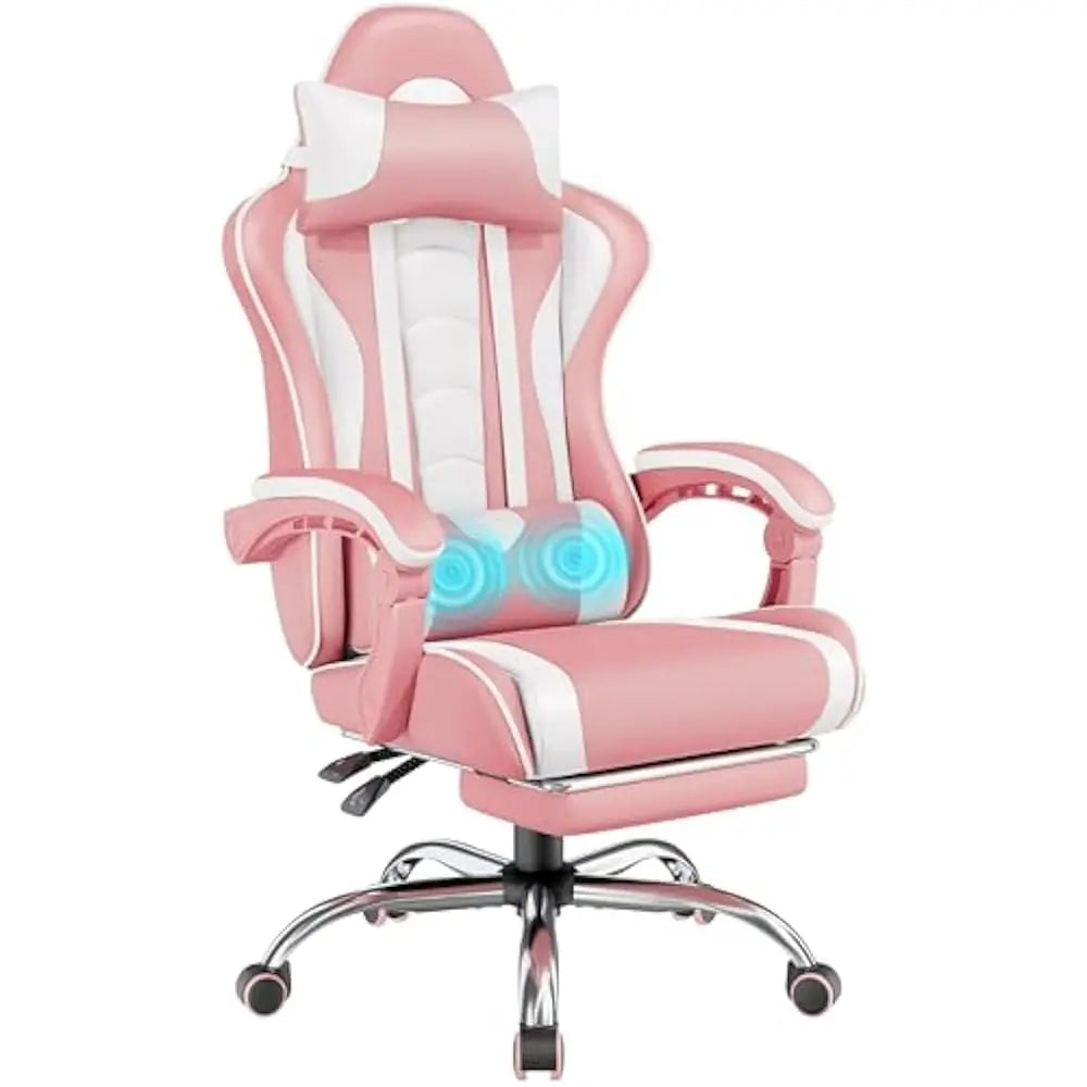 Office Chair with Massage Lumbar Support & Footrest