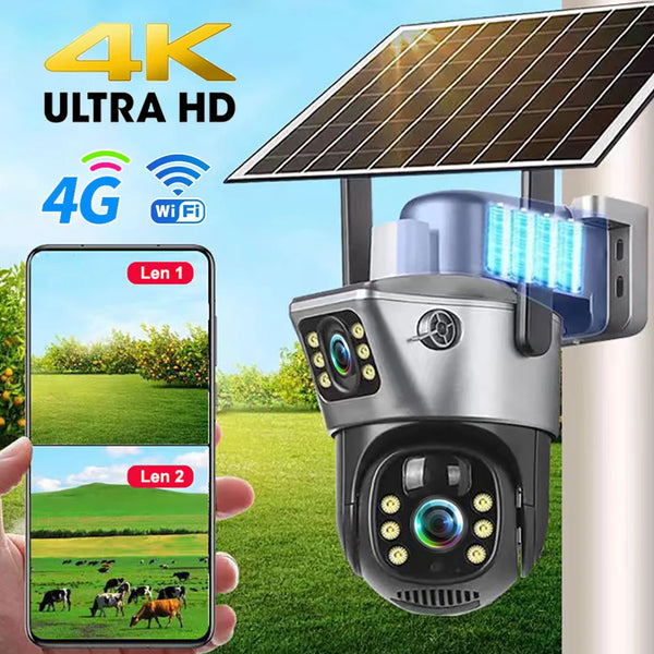 4G/WiFi Solar 4K Dual Lens Outdoor IP Camera with Night Vision