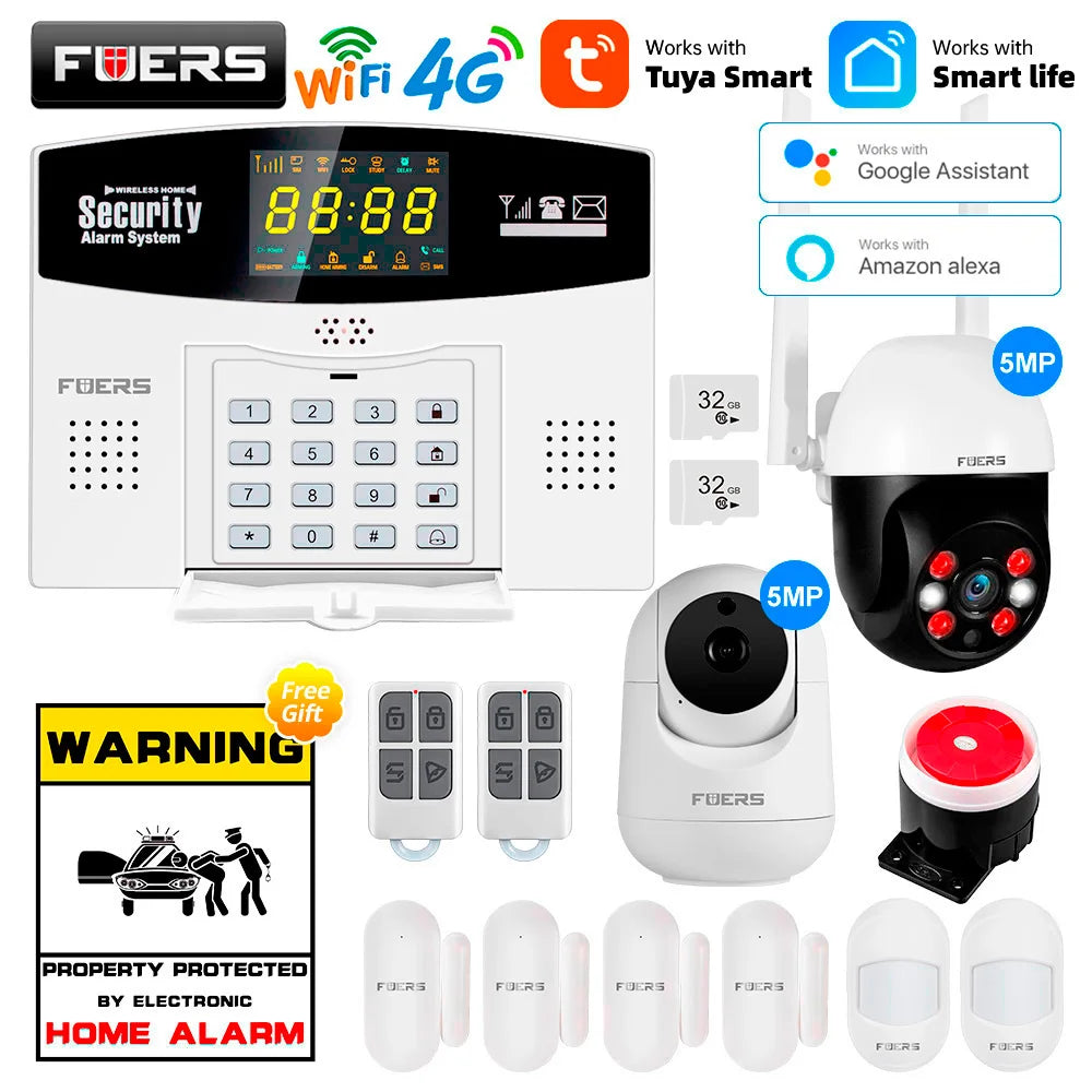 Fuers Tuya Smart WiFi 4G/2G GSM Alarm System