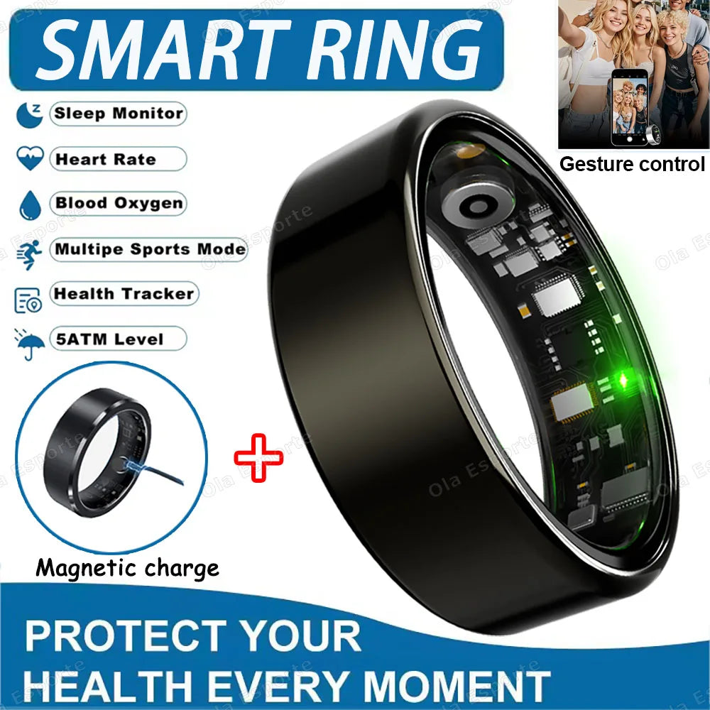 2025 Smart Ring with Heart Rate, Sleep & Fitness Tracking IP68 Waterproof